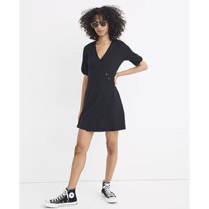 Madewell Women's Cross Front Button Casual Dress in True Black AF247 Size S NWT
